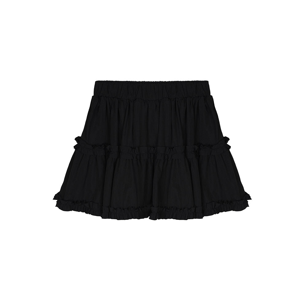 TRENDY RUFFLE MINI SKIRT_BLACK