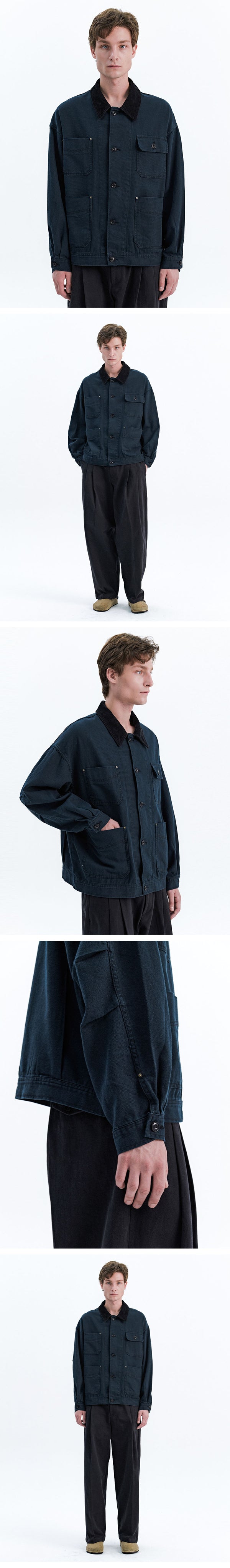 CANVAS COTTON WORK JACKET_BLUE GREEN