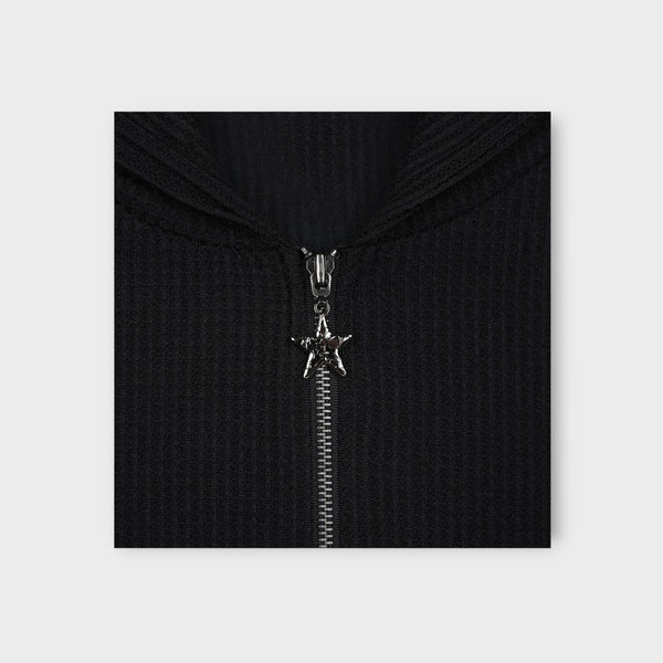 Sag Waffle Cropped Zip Hoodie (3color)