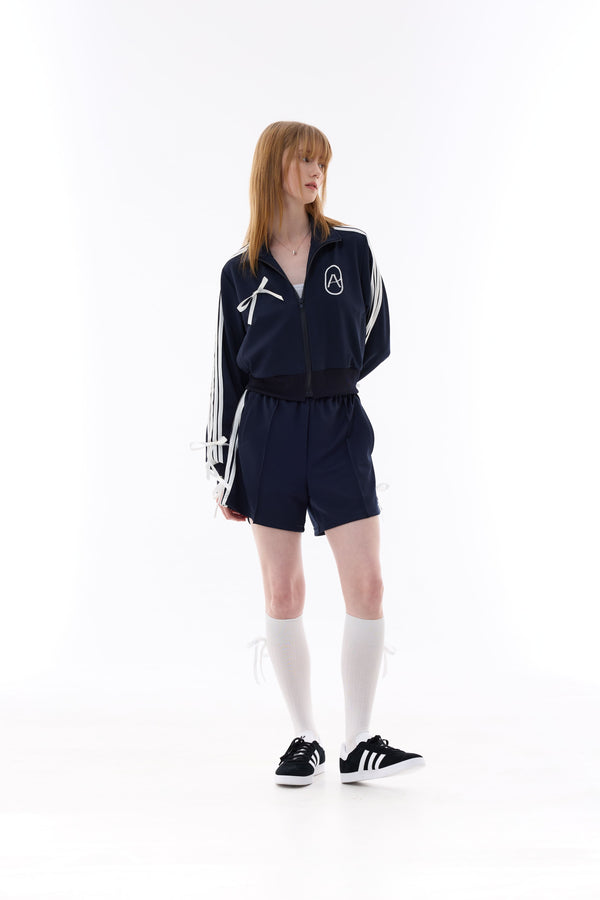 RIBBON JERSEY TRACK TOP / NAVY