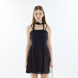 Lace Slip Mini Dress _ Black