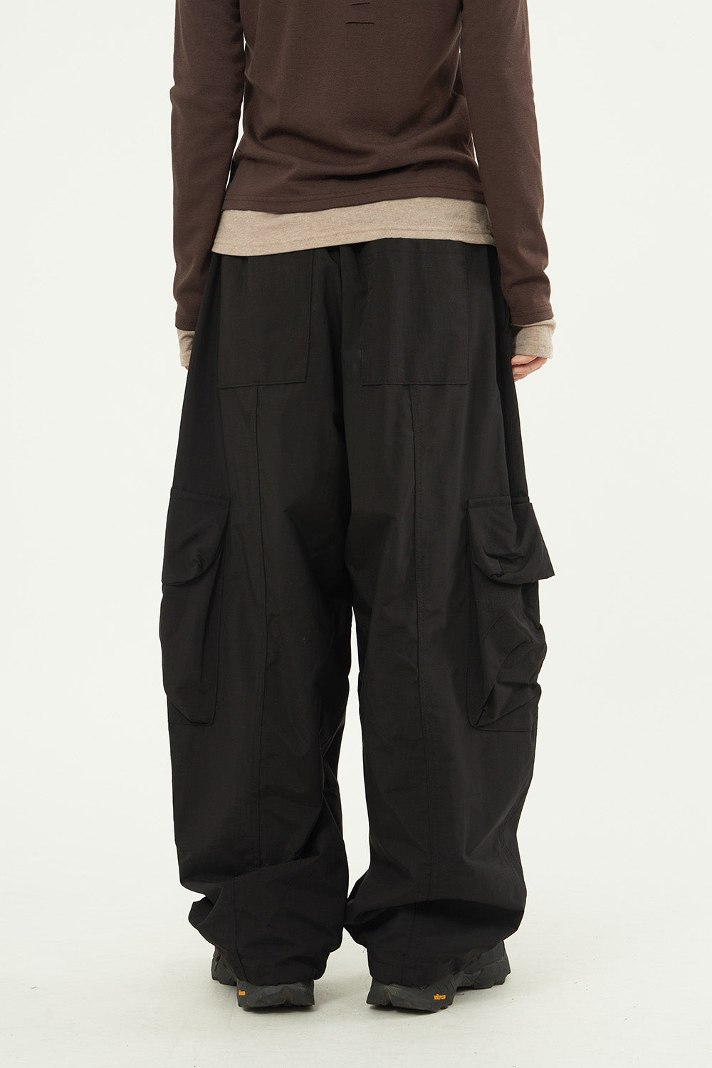 Loose balloon fleece cargo banding pants