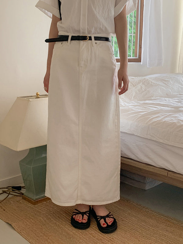 Cone summer white cotton A-line long skirt