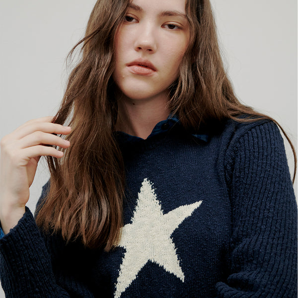 Star Intarsia Knit Navy