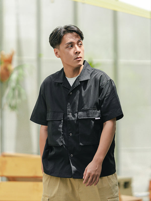 【 NEED HOW 】OPEN COLLAR POCKET SHIRT