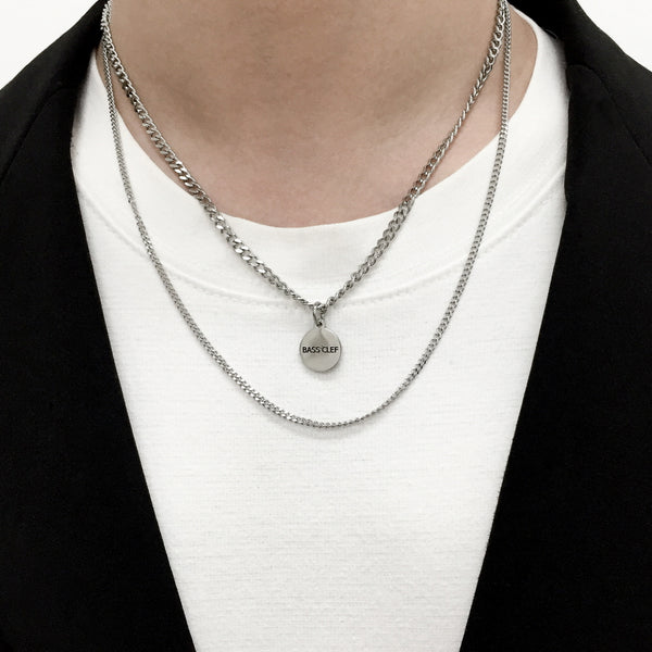 Men's two-line necklace layered chain_CLEF Double Line Coin NEC