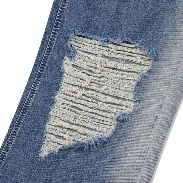 CHERRY DAMAGE WASHING WIDE DENIM-FIT PANTS [BLUE]