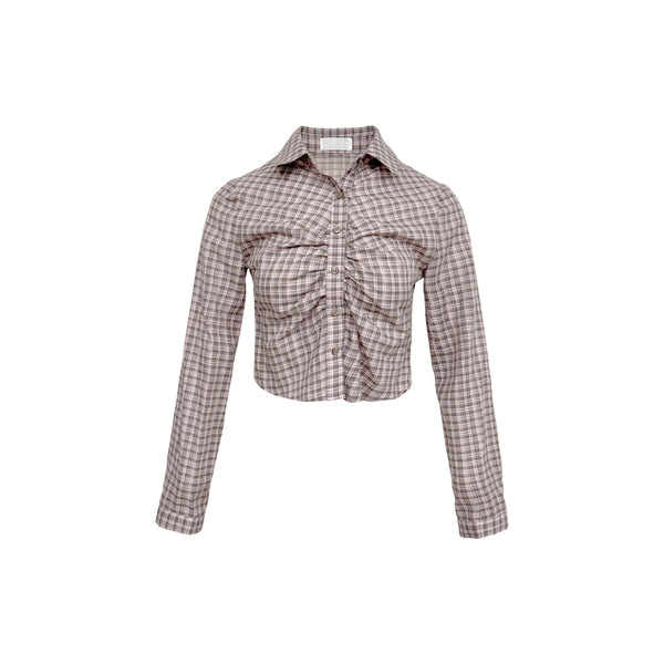 Candy Shirring Checkered Shirt