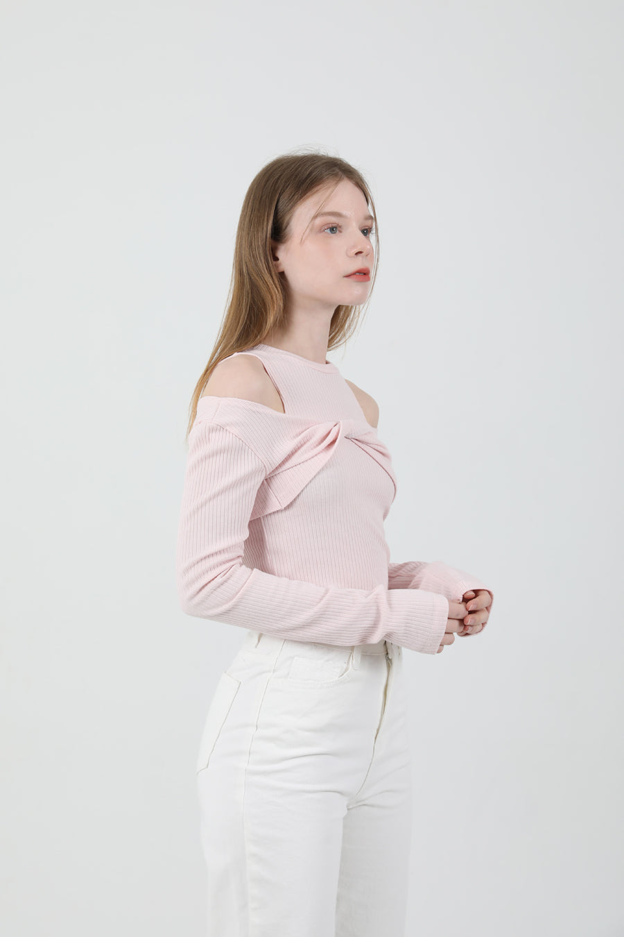 Layered Twist T-shirt Sleeveless Set Pink