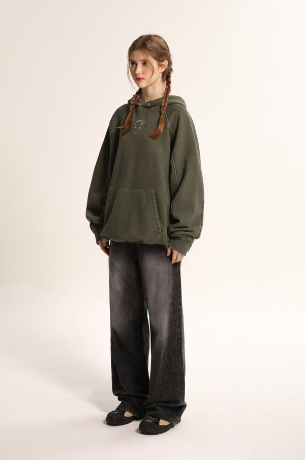 Pigment Line Banding Hood - Khaki