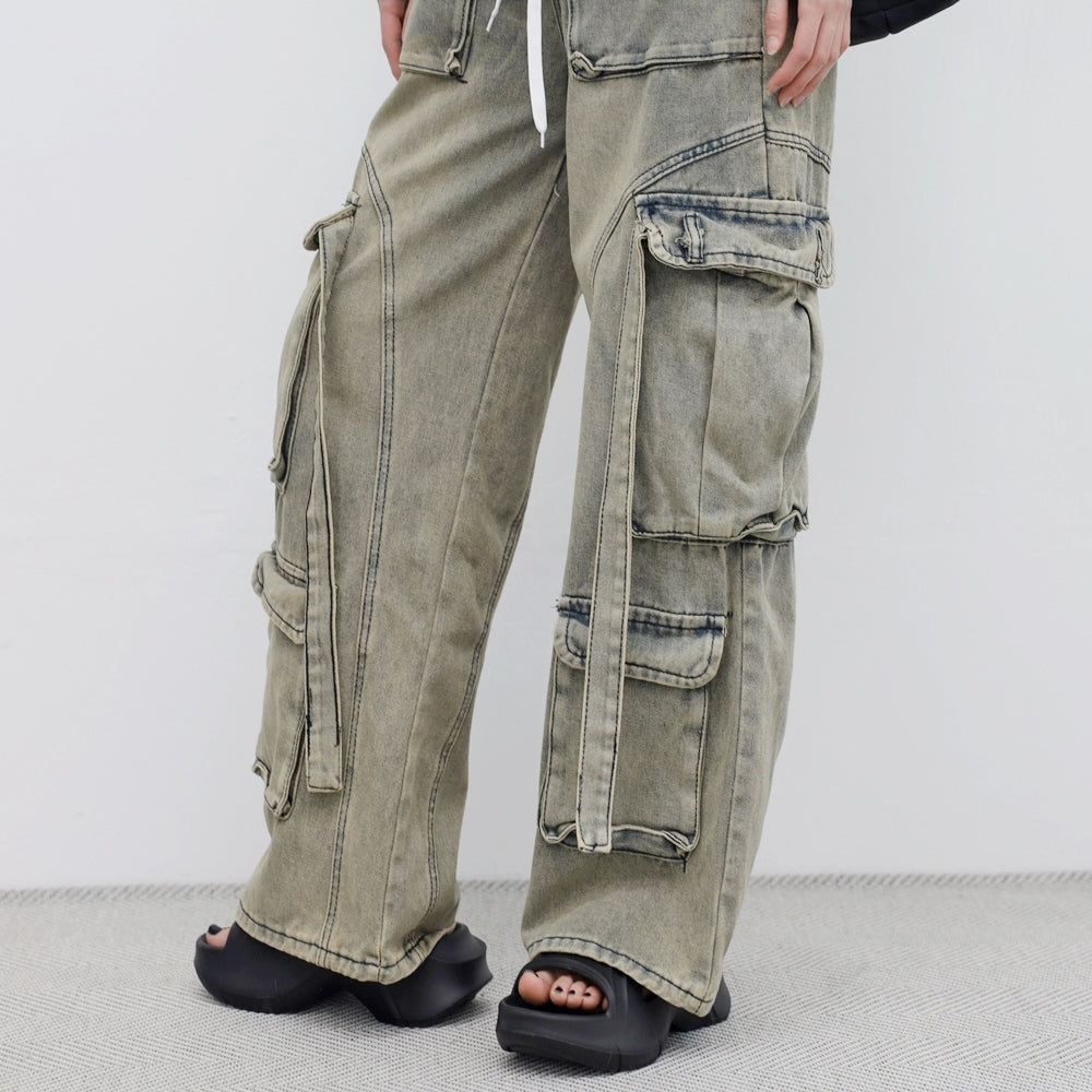 Leant Strap Cargo Denim Pants