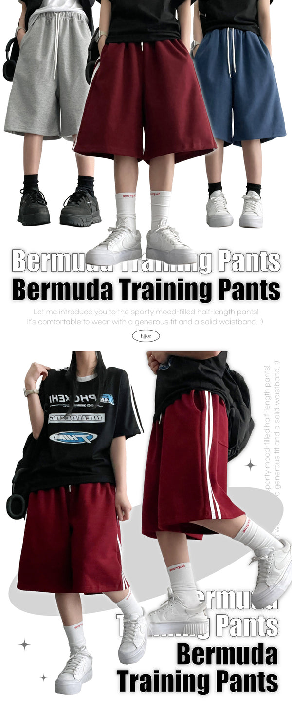 Moju Two Line Track Bermuda Training Shorts