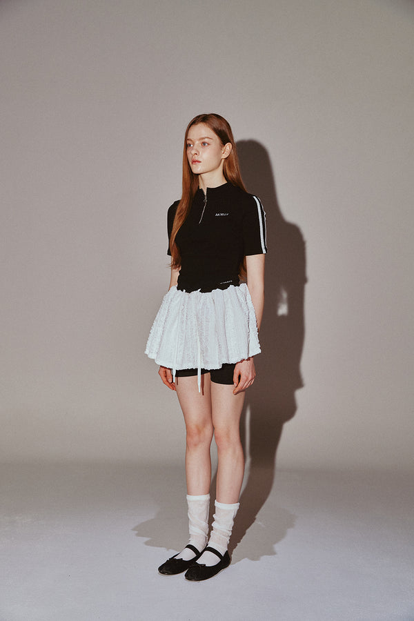 Frill Mini Shirring Skirt White