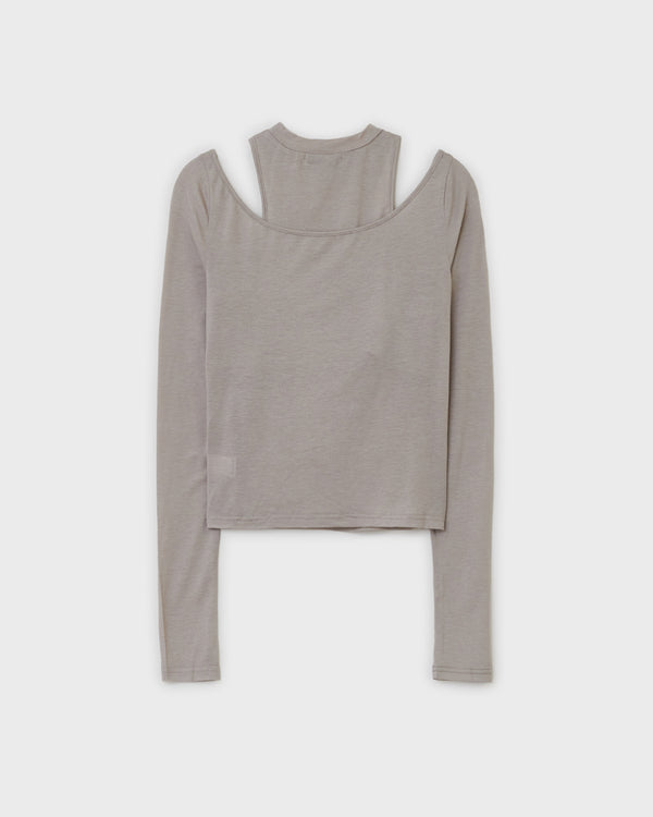 Debby halter layered tshirt _ beige grey