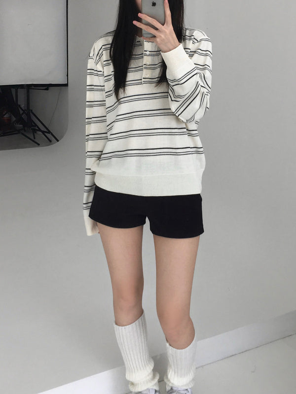 Stripe Collar Knitwear (3 colors)