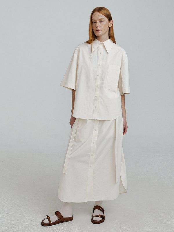 WILLOW cotton half sleeve shirts [ivory]