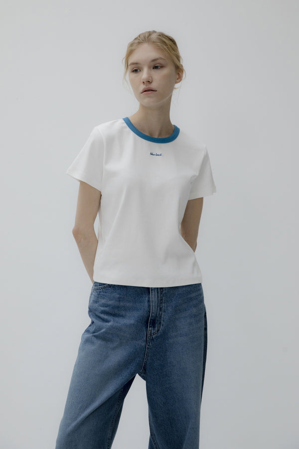 Contrast half t-shirt (ivory)