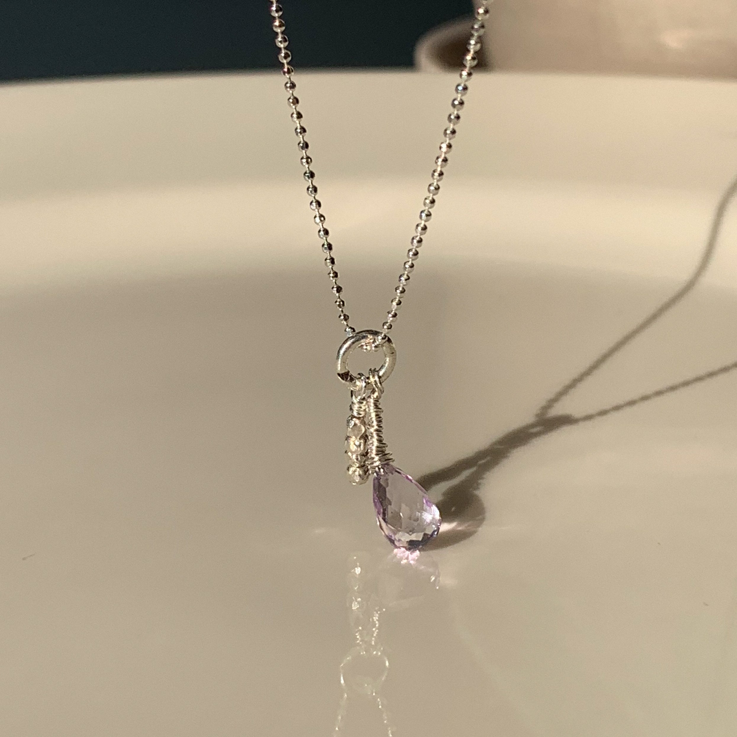 My Peace, silver necklace with Ametyhst_February Birthstone