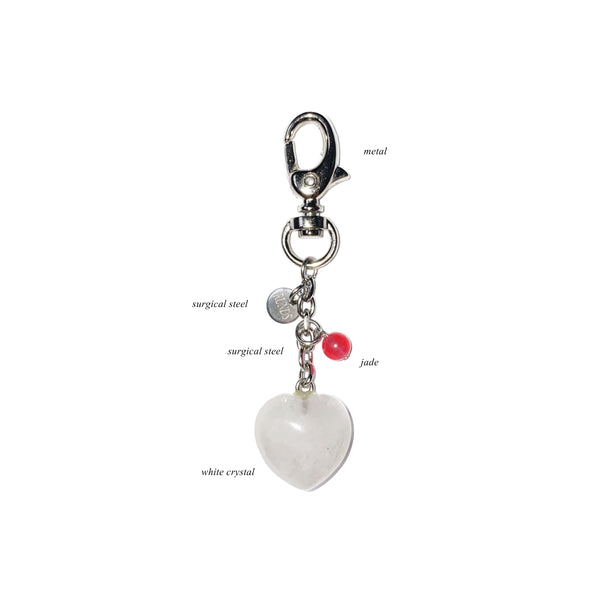 heart gemstone keyring (white)