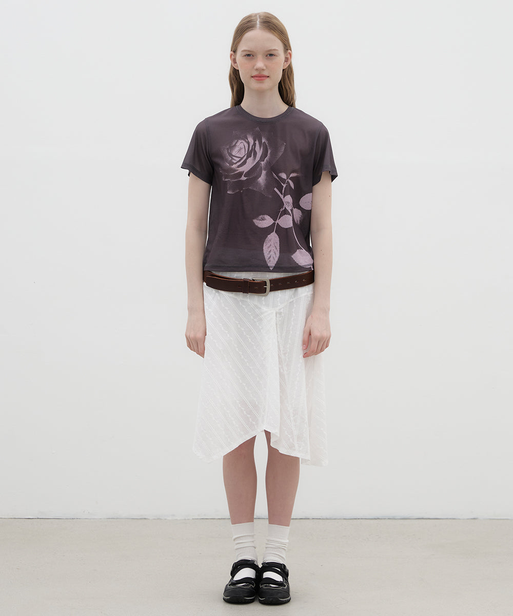 Rose Printed T-shirt - Charcoal