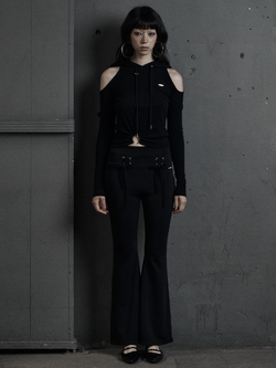 [mnem] eyelet leggings bootcut pants