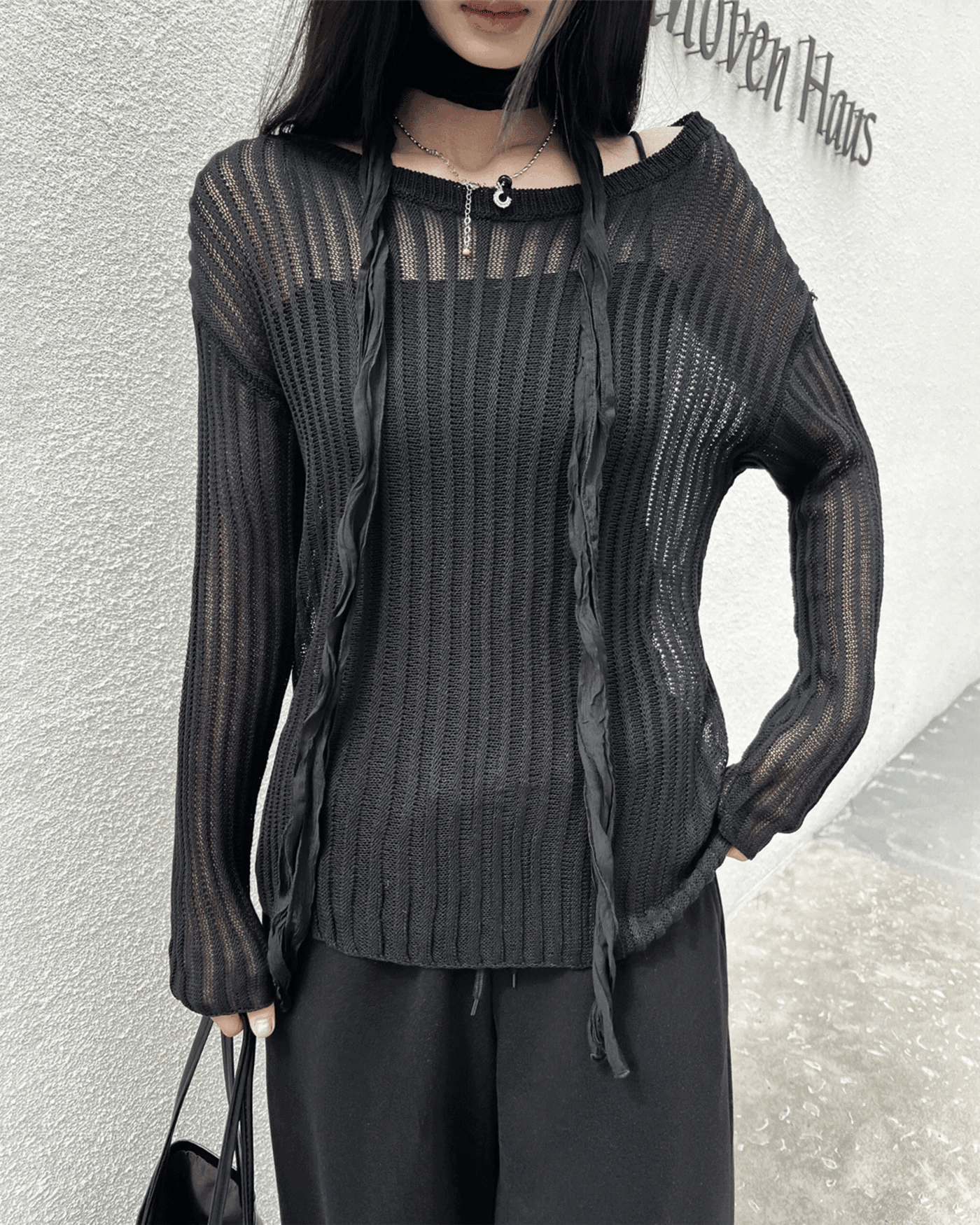 アルレネットシースルーサマーロングスリーブニット (3 colors)