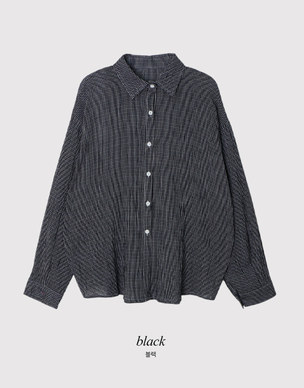 #ナチュラル ルーズフィットチェックシャツ (3color)