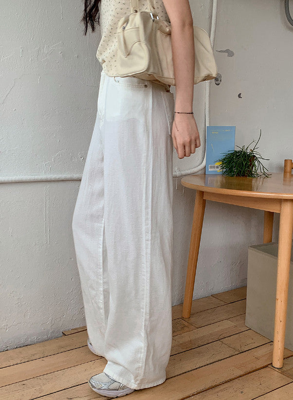 Summer Ivory Loose Cotton Wide Pants (3color)