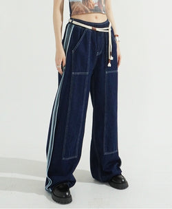 [BELT SET] Rope Line Denim Pants