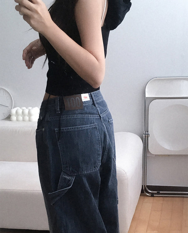 (2color) original carpenter washing wide denim pants