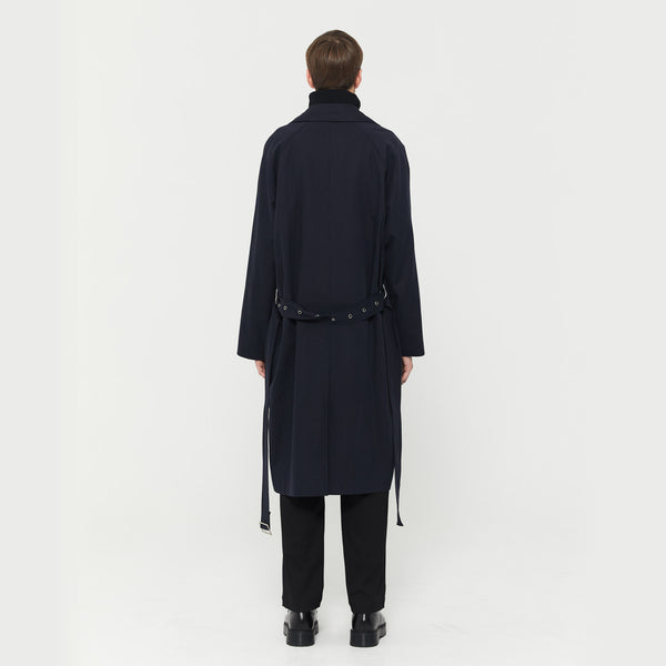 Studio Single Trench Coat Navy