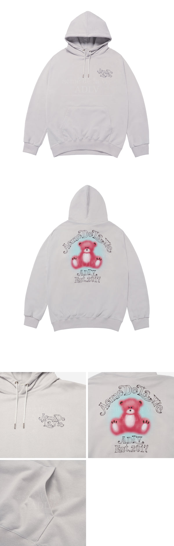 24FW BLUR SKETCH BEAR HOODIE GREY