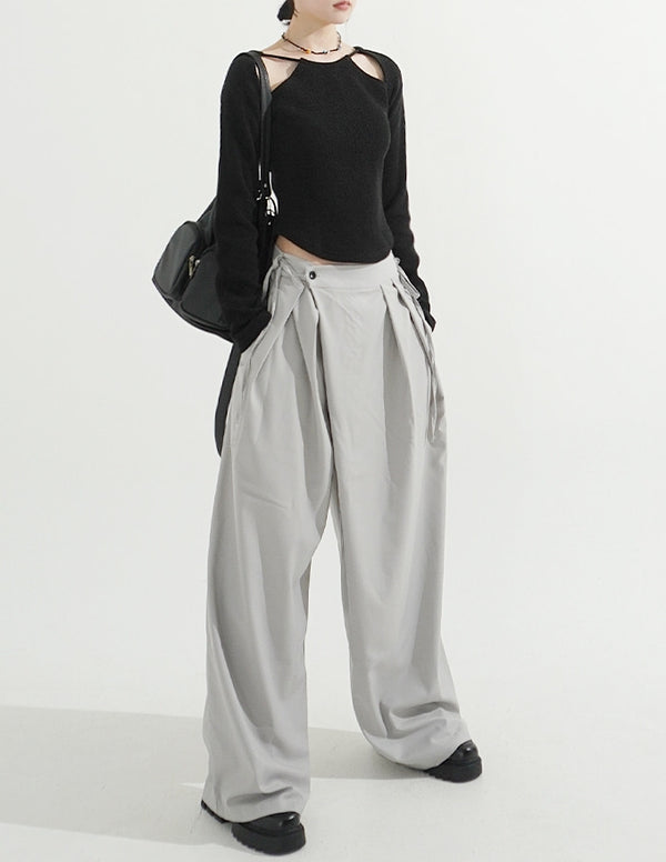 Two-button Wrap Pants