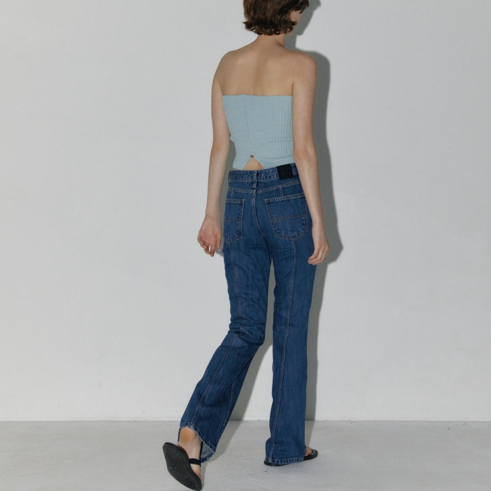 Denim bootcut line pants