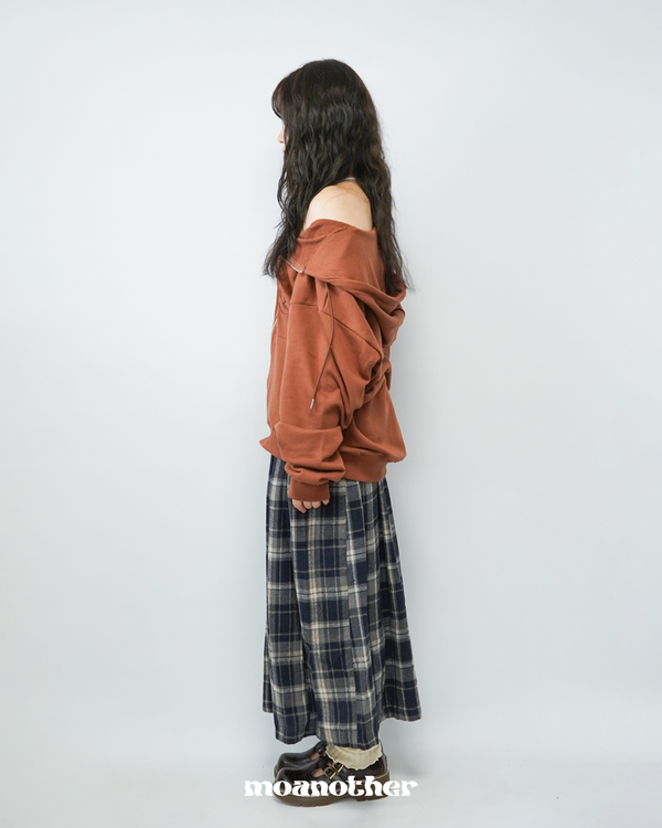 RIBBON CHECK LONG SKIRT