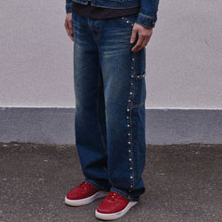 STUD STRAIGHT FIT CARPENTER DENIM PANTS_BLUE