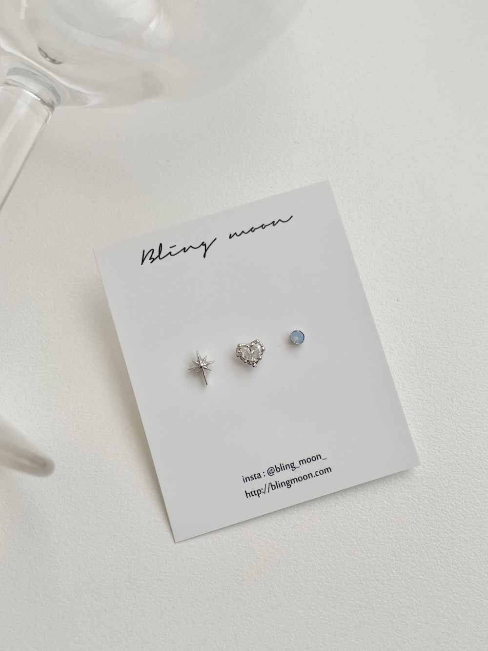 [3 set] blue twinkle heart piercing set