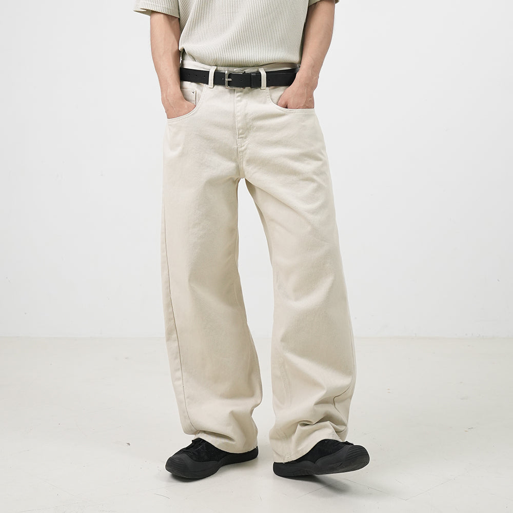 Curved line cotton pants 2color