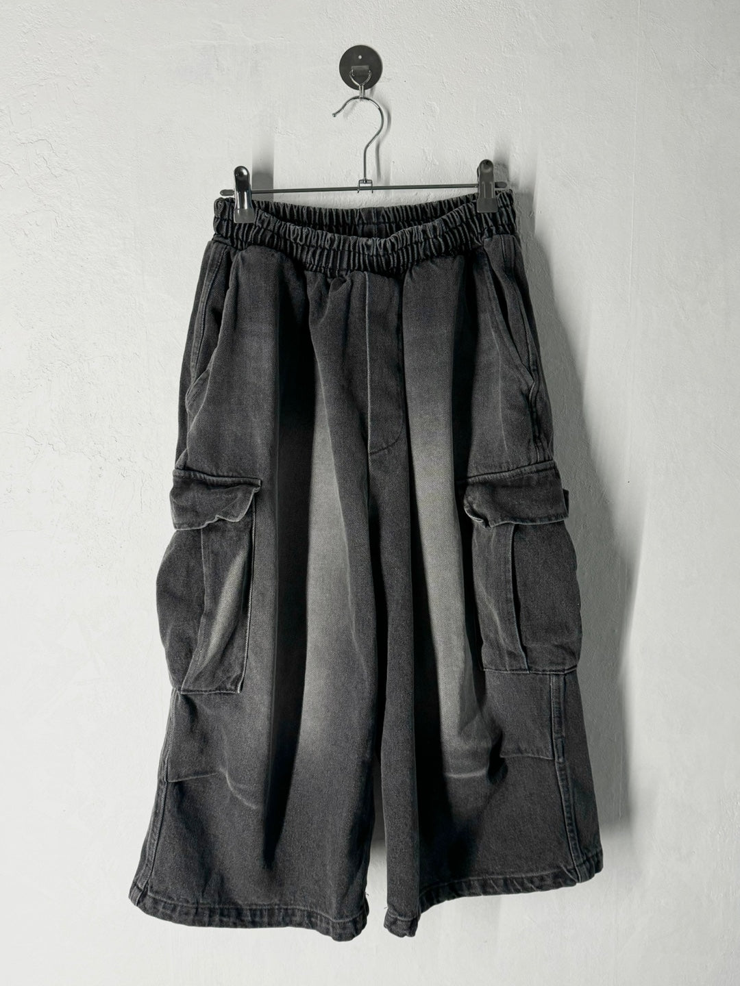 Salt washing cargo bermuda denim pants 3C