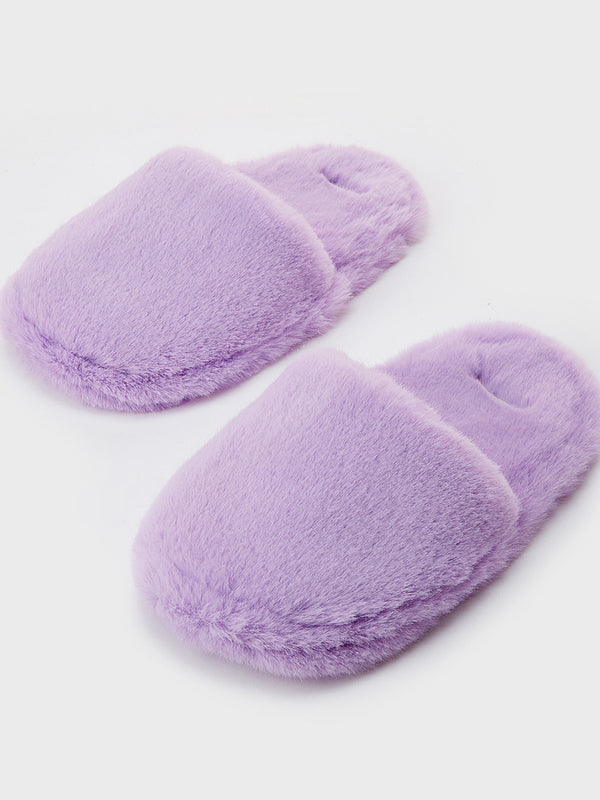 ROUND winter ecofur slipper [purple]