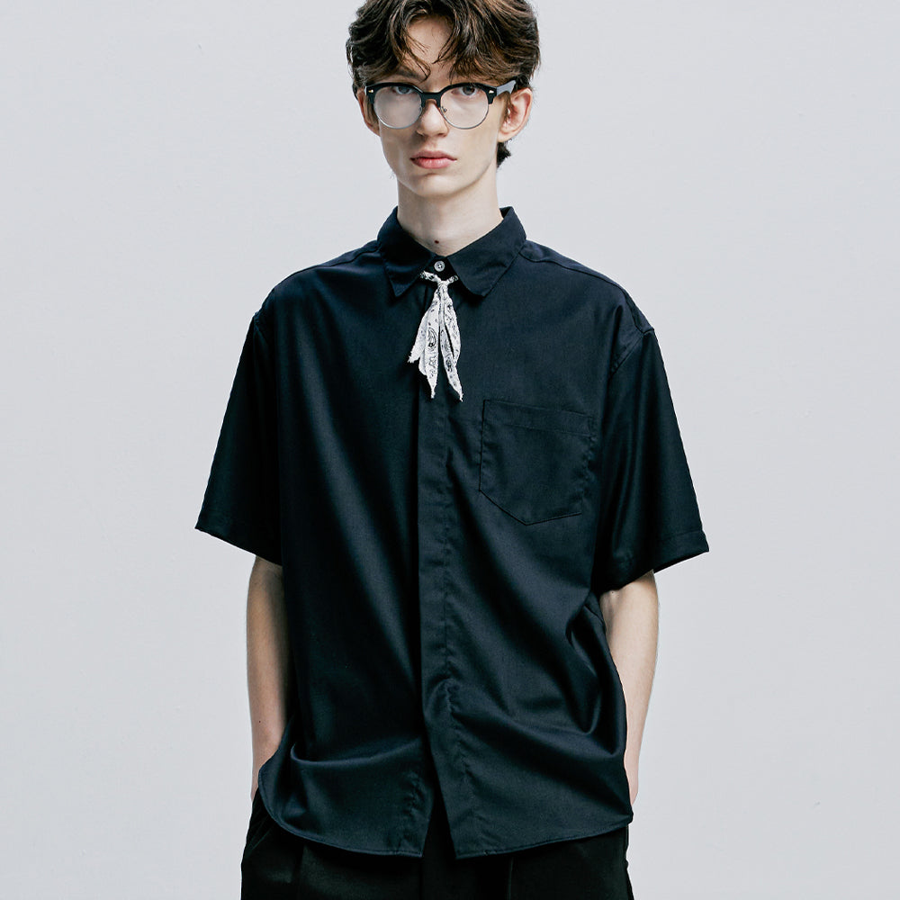 [SLIMTIE SET]fine twill tip half shirt  dark indigo