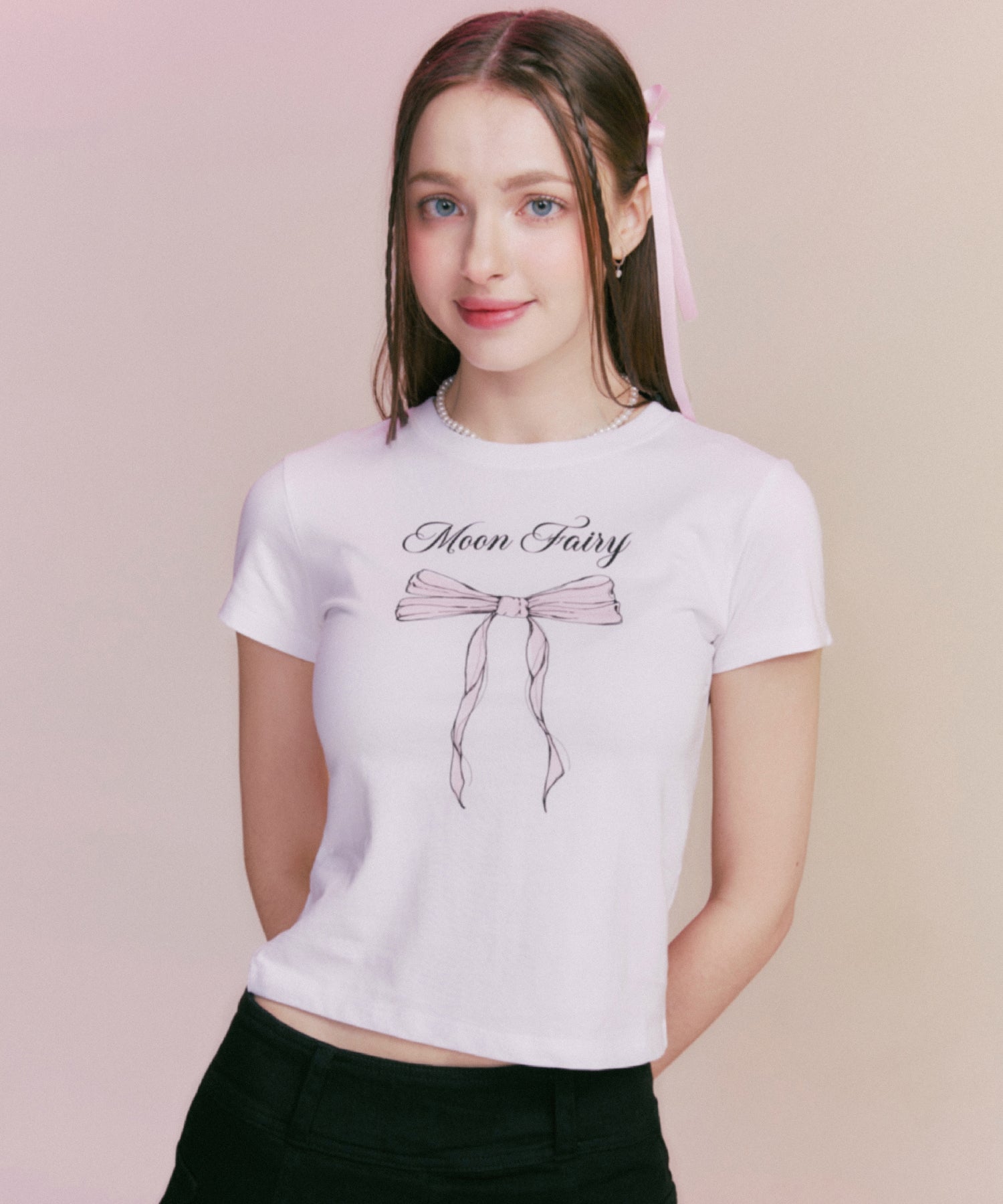 MF BEAUTE RIBBON TEE - WHITE