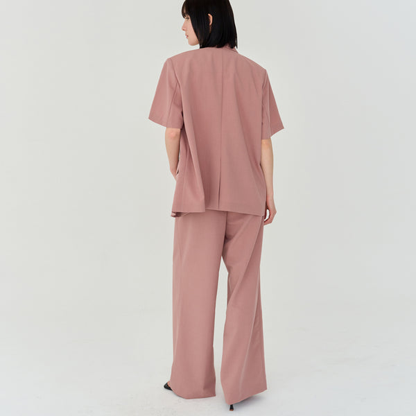 THREE PINTUCK SUMMER WOOL PANTS (PINK)