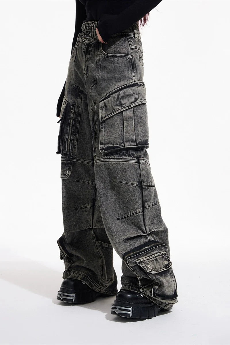 ビンテージマルチポケットワイドレッグジーンズ