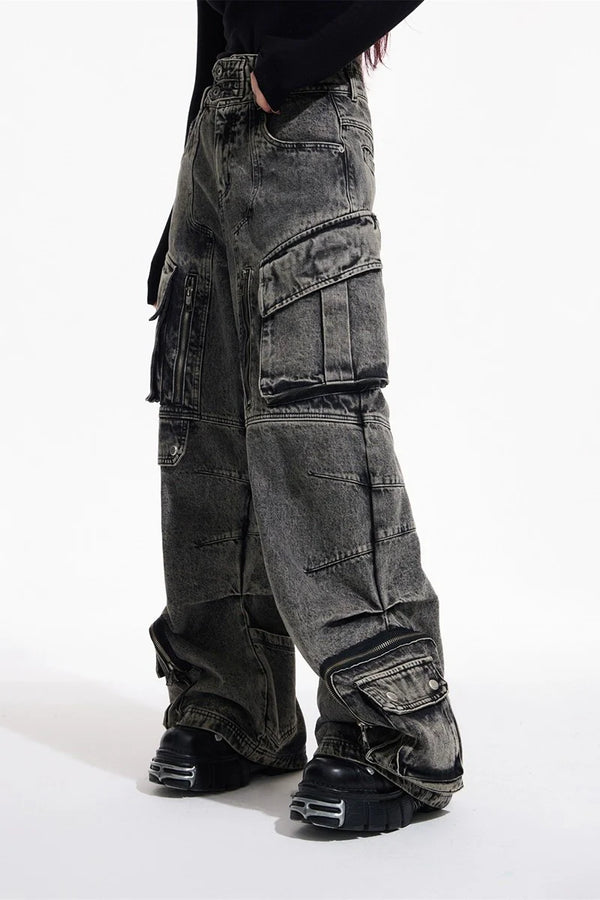 ビンテージマルチポケットワイドレッグジーンズ