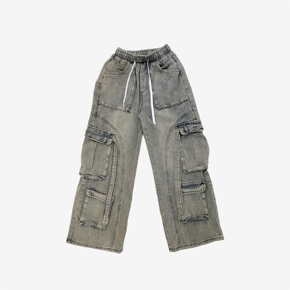 Leant Strap Cargo Denim Pants