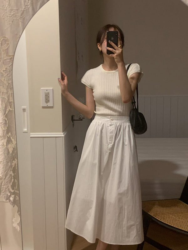 Happening Summer Flared Cotton Long Skirt (3 colors)