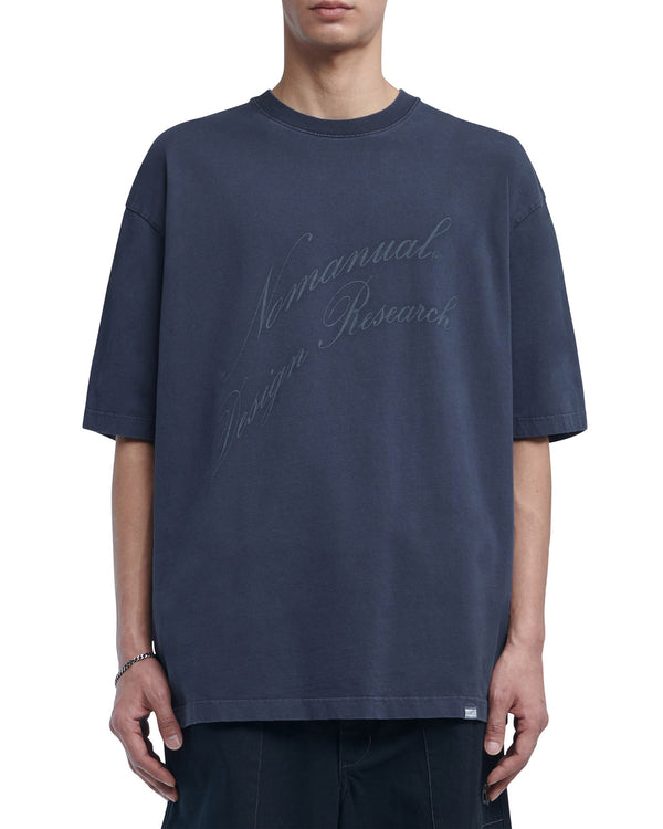 OVERDYED CURSIVE LOGO T-SHIRT - WASHED NAVY