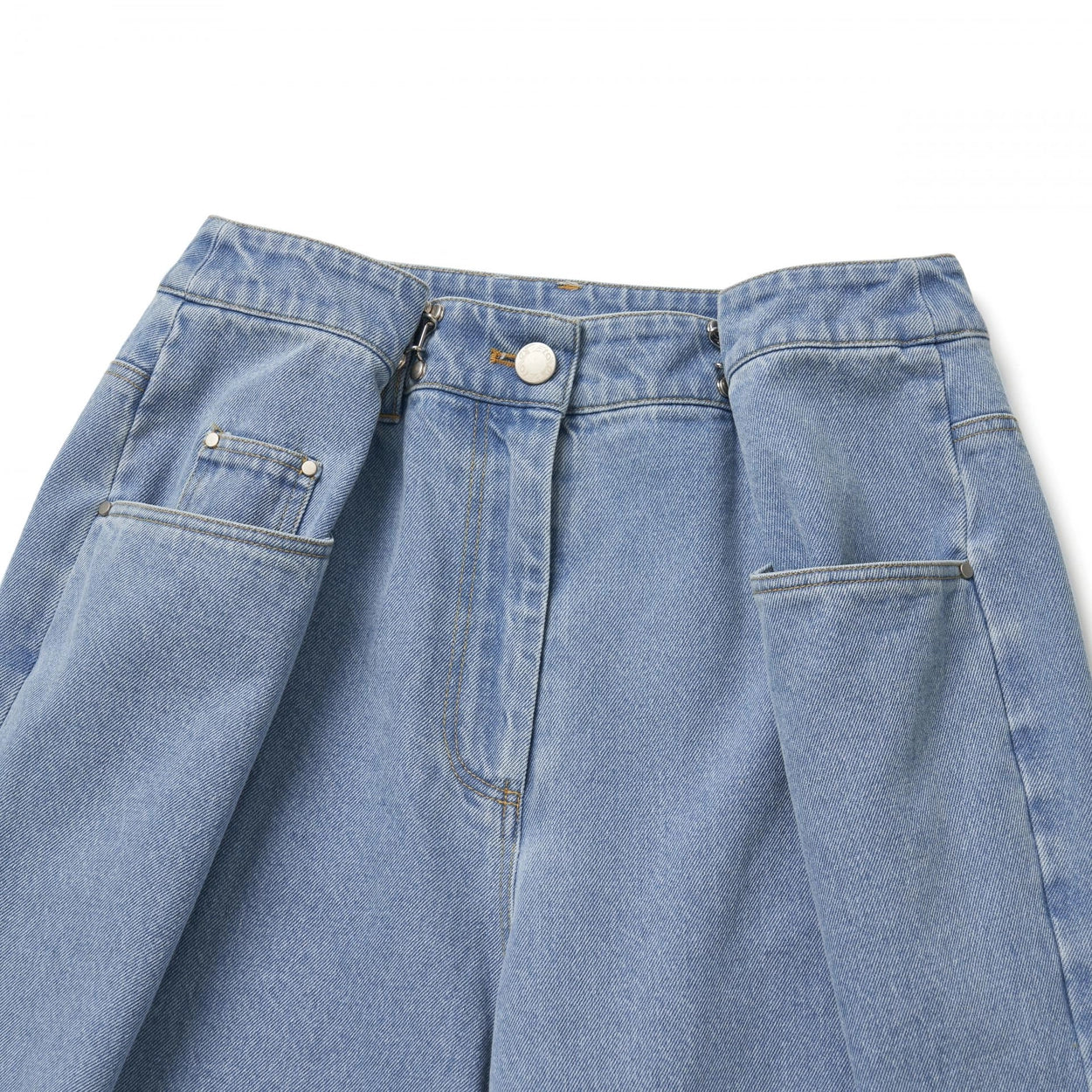 バックルピンタックデニムワイドパンツ