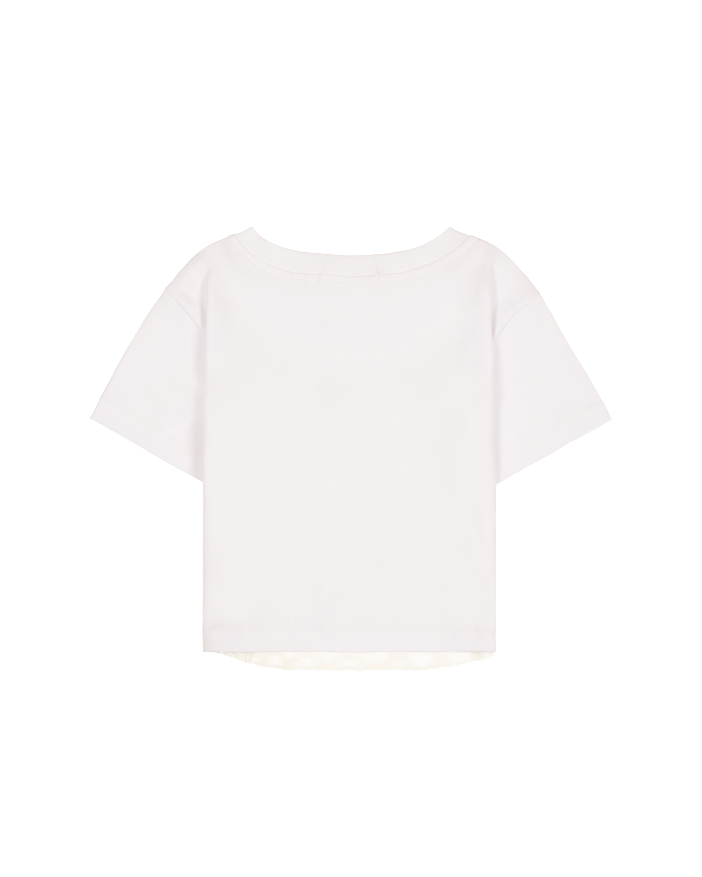 Lace Trimming Crop T-shirts [WHITE]